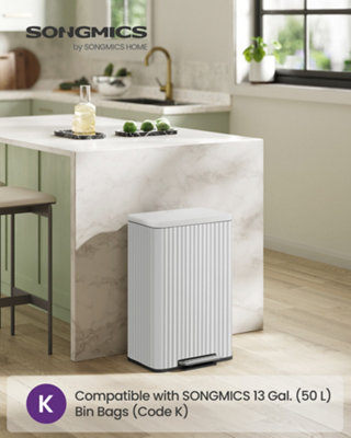 LEDREM Kitchen Bin13 Gallon (50 L) Waste Bin With PedalSoft-Close LidAnd Removable Inner BucketSteel from B&Q