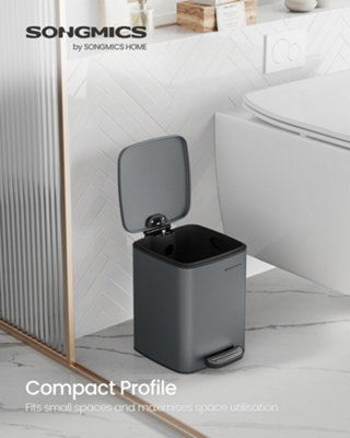 LEDREM Kitchen Bin1.6-Gallon (6 L) Trash BinSteel Pedal BinWith Inner BucketSoft Close And Stays OpenSlate Grey from B&Q