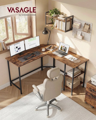 LEDREM Computer DeskL-Shaped Corner Desk130 X 130 X 76 CmGaming DeskWorkstation With 2 Storage Shelves For Home Office from B&Q