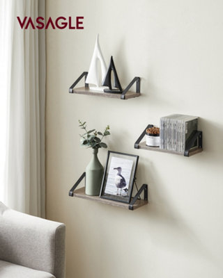 LEDREM Wall ShelvesFloating Shelves Wall MountedSet Of 32 Mounting Ways30/35/40 CmFor Living RoomBathroomKitchen from B&Q