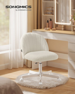 LEDREM Office ChairSwivel Makeup Vanity Desk ChairHeight AdjustableTeddy FleeceFoam PaddedFor Home OfficeBedroom from B&Q