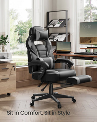 LEDREM Gaming Chair With FootrestErgonomic Office Computer Desk Chair With Lumbar Support And HeadrestHeight Adjustable from B&Q