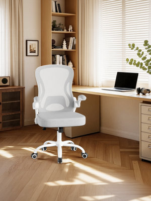 LEDREM Ergonomic Office ChairMesh Swivel Desk Chair With Lumbar SupportRocking FunctionFlip-Up ArmrestsFor Home OfficeBedroom from B&Q