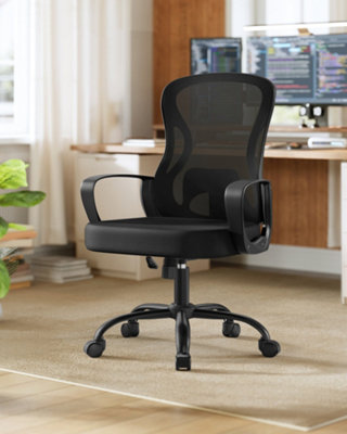 LEDREM Ergonomic Office ChairMesh Swivel Desk Chair With Lumbar SupportRocking FunctionArmrestsFor Home OfficeBedroom
