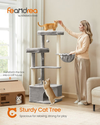 LEDREM Cat Tree TowerCat Condo With Scratching PostsToys2 PerchesLight Grey from B&Q