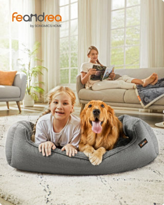 LEDREM Dog BedLinen-Look Pet BedDog Sofa Bed With Raised EdgesNon-Slip BottomRemovable Washable CoverXlFor Large Dogs from B&Q