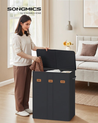 LEDREM 3-Compartment Laundry Basket42.2-Gallon (160 L) Laundry Hamper With Lid5 LabelsRemovable And Machine-Washable Liner Bags from B&Q