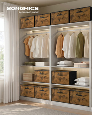Songmicsfoldable Storage Organiser BoxesStorage Basket Bins With LidsHandlesNon-Woven Fabric