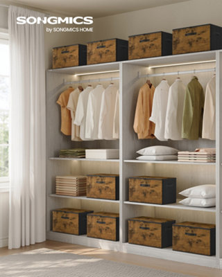 Songmics Foldable Storage Organiser BoxesStorage Basket Bins With LidsHandlesClothes OrganiserNon-Woven Fabric