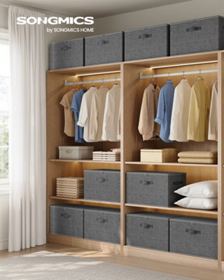 LEDREM Foldable Storage Organiser BoxesStorage Basket Bins With LidsHandlesClothes OrganiserNon-Woven Fabric