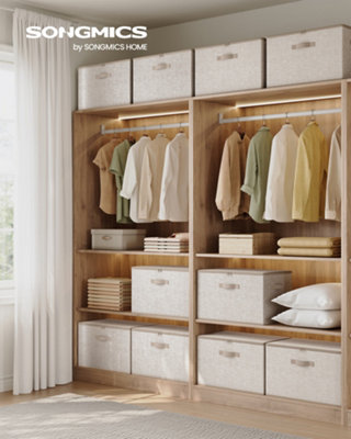 Songmics Foldable Storage Organiser BoxesStorage Basket Bins With LidsHandlesClothes OrganiserNon-Woven Fabric
