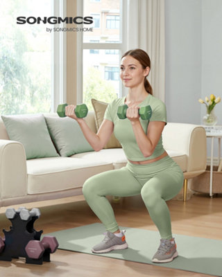 LEDREM Hex Dumbbells Set With Stand2 X 1 Kg2 X 3 Kg2 X 5 KgNeoprene Matte FinishHand Weights For Home Exercise from B&Q