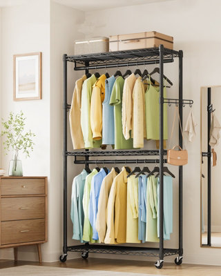 LEDREM Rolling Portable WardrobeHeavy-Duty Metal Clothes Rack On Wheels from B&Q