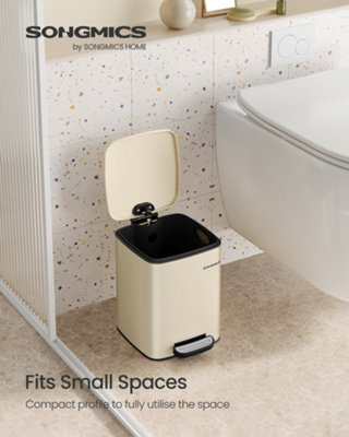 LEDREM Kitchen Bin1.6-Gallon (6 L) Trash BinStainless Steel Pedal BinWith Inner BucketSoft Close And Stays OpenSand Beige from B&Q