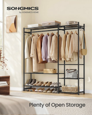 LEDREM Open WardrobeClothes RackClothing Rack With 7 Shelves2 Clothes Rails4 S HooksMetal FrameFor BedroomLiving Room from B&Q