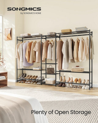 LEDREM Open WardrobeClothes RackClothing Rack With 10 Shelves3 Clothes Rails4 S HooksMetal FrameFor BedroomLiving Room from B&Q