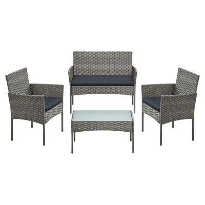 Songmics Garden Furniture SetOutdoor Pe Rattan Conversation SetsLounge With Table And 2 ChairsLoveseatFor Patio Balcony from B&Q