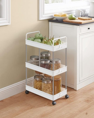 LEDREM 3-Tier Storage TrolleyKitchen Shelf On WheelsBathroom TrolleySpace-SavingWith Handles,white from B&Q