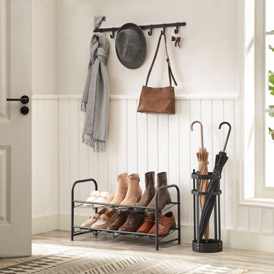 LEDREM Shoe Rack2-Tier Stackable Shoe Storage ShelfMetal Shoe Organiser With Adjustable Flat Or Angled Shelves,black from B&Q