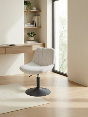 LEDREM Dressing Table ChairHeight-Adjustable Swivel Stool With BackrestWhite from B&Q