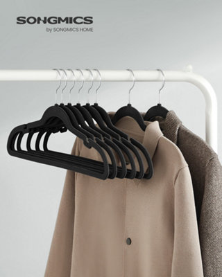 LEDREM Velvet HangersPack 30 Coat Hangers For ClothesNon-SlipWith Shoulder NotchesTrouser Bar360 Swivel HookInk Black from B&Q