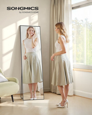 LEDREM Full Length MirrorRectangle Full Body Floor Mirror With StandAluminium Alloy FrameTempered GlassMatte Black from B&Q