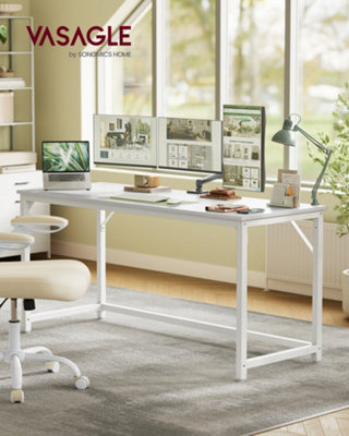 LEDREM Computer DeskOffice Desk160 X 60 X 76 CmFor StudyBedroomLiving RoomMaple White And Pearl White from B&Q