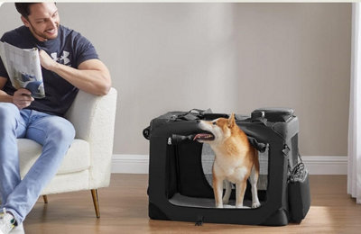 LEDREM Feandrea Foldable Pet Carrier BagPortable Cat Dog CarrierWith HandlesStorage Pockets70 X 52 X 52 CmBlack