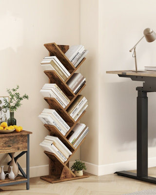LEDREM Tree BookshelfModern BookcaseFloor Standing Book ShelfFor BedroomLiving RoomHome20 X 38 X 115.2 CmRustic Brown from B&Q