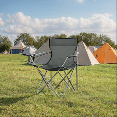 LEDREM Olding Camping ChairsSet Of 2 Outdoor ChairWith ArmrestsCup HolderPortableSlate Grey from B&Q