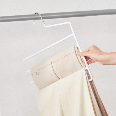 LEDREM Trousers Hangers5-Bar Clothes HangersSet Of 4Space-SavingOpen-EndedNon-Slip Trousers OrganisersWhite from B&Q