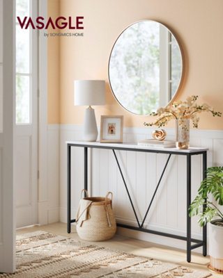 LEDREM Console Table For HallwaySlim Sofa Table For Living RoomHallway TableEasy AssemblyMarble White And Ink Black from B&Q