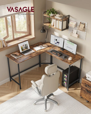 LEDREM L-Shaped Gaming Desk129 X 129 X 76 CmCorner Desk For StudyHome OfficeSpace-SavingEasy AssemblyRustic Brown from B&Q