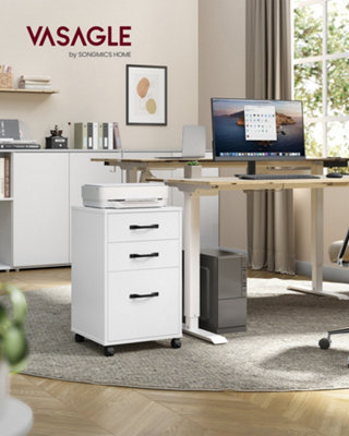 LEDREM Vasagle Mobile File Cabinet3 Drawers Filing Cabinet With WheelsFor Home OfficeFor A4Letter Sized DocumentsCloud White from B&Q