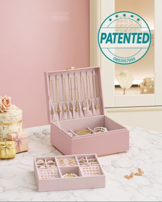 LEDREM Jewellery Organiser With HandleRemovable Jewellery TrayJewellery StorageFloating EffectGift IdeaJelly Pink from B&Q