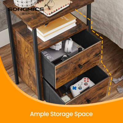LEDREM Bedside TableSofa TableNightstand With 2 DrawersIndustrialFor BedroomLiving RoomRustic Brown from B&Q