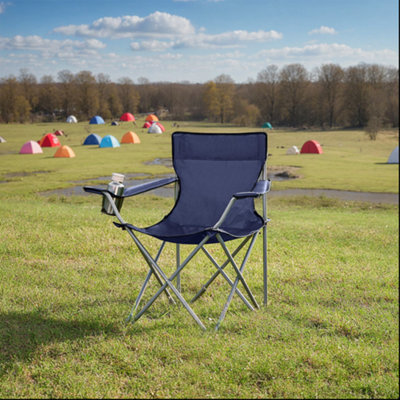LEDREM Sding Camping ChairsSet Of 2 Outdoor ChairWith Armrests,dark Blue from B&Q