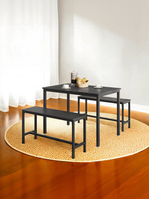 LEDREM Vasagle Dining Table With 2 BenchesSet Of 3Kitchen Table2 Dining Room BenchesSteel FrameAsh Black And Ink Black from B&Q