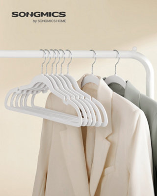 LEDREM Velvet HangersPack 20 Coat Hangers For ClothesNon-SlipWith Shoulder NotchesTrouser Bar360 Swivel HookCloud White from B&Q