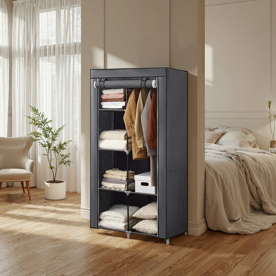 Songmics Portable ClosetWardrobe Closet Organiser With Non-Woven Fabric CoverHanging Rods And Shelves