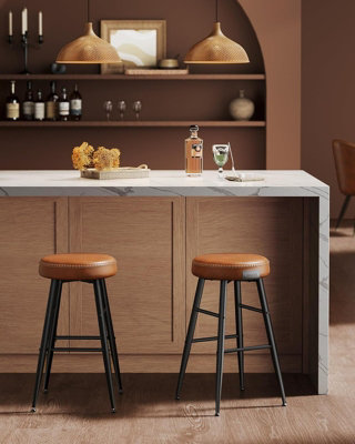 LEDREM Bar Stools Set Of 2Kitchen Counter StoolsBreakfast StoolsSynthetic Leather With Stitching,caramel Brown from B&Q