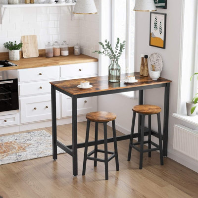 LEDREM Set Of 2 Counter Height ChairsBar Stools With FootrestFor Dining RoomKitchenLiving RoomBrown And Black from B&Q