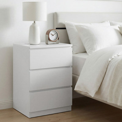 LEDREM Nightstand With Charging StationBedside TableSide End Table With 3 DrawersFor BedroomWhite from B&Q