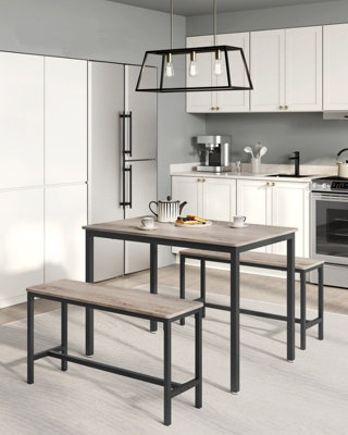 LEDREM Vasagle Dining Table With 2 Benches3 Piece SetKitchen Table Of 70 X 110 X 75 Cm2 Benches Of 30 X 97 X 50 Cm Each from B&Q