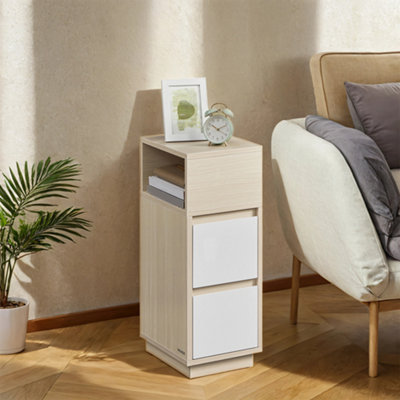 LEDREM Vasagle Set Of 2 Narrow Side TablesSlim End Table With 2 Drawers1 Open CompartmentNatural Beige from B&Q