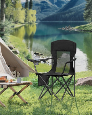 LEDREM Camping Chairs Set Of 2Outdoor Folding ChairsHigh Backrest,ink Black from B&Q