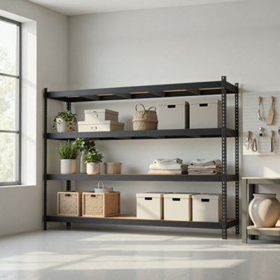 LEDREM 4-Tier Heavy-Duty Storage Rack For GarageMetal Shelving UnitBlack from B&Q