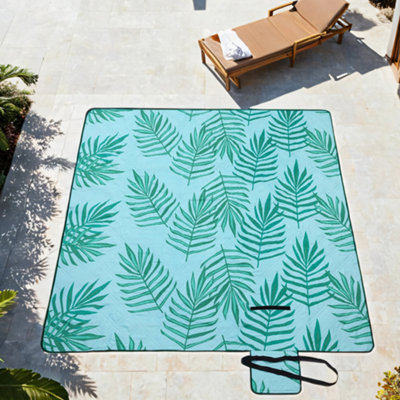 Songmics Large Waterproof Picnic BlanketFoldable And Machine WashableFor CampingParkGarden Or BeachFern Pattern And Blue from B&Q
