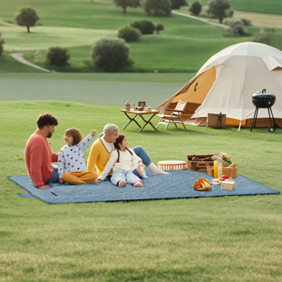 Songmics Foldable Picnic Blanket With Water-Repellent Layer And 4 Ground PegsLarge Outdoor Mat For CampingBlue from B&Q