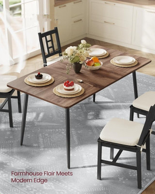 LEDREM Dining Table For 4-6 PeopleKitchen TableModern FarmhouseHeat-Resistant TabletopQuick Assembly,natural Walnut And Ink Black from B&Q